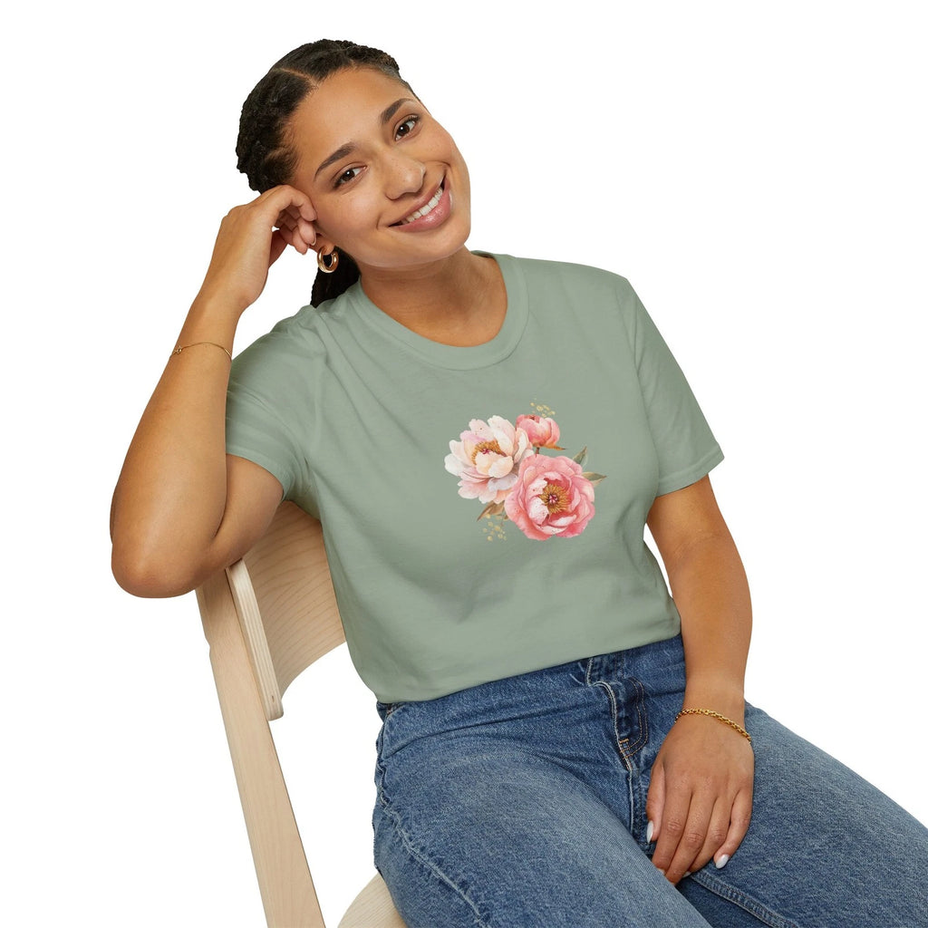 Watercolor Pink Peonies T-Shirt | Floral Botanical Tee peony