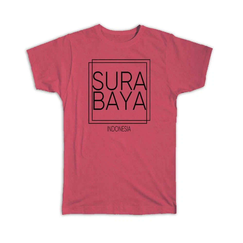 Gift T-Shirt : SURABAYA Indonesia Square Modern Minimalist Font