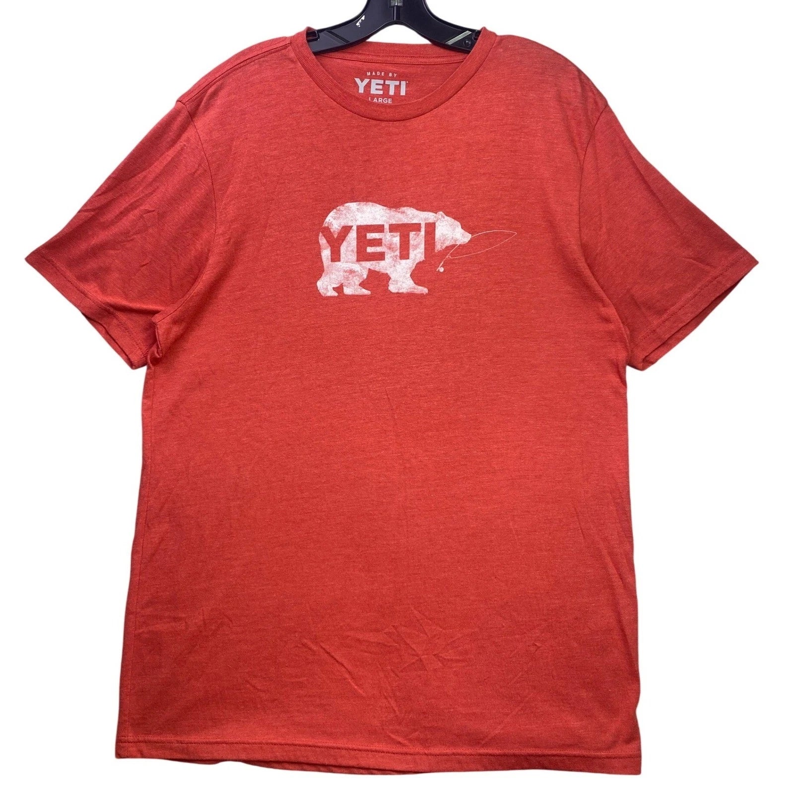YETI Shirt Mens Large Spell Out Fishing Bear Outdoors Everyday Streetwear