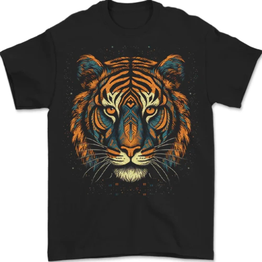 A Tribal Tiger Head Fantasy Mens T-Shirt 100% Cotton