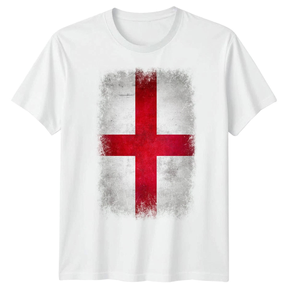 England St George Faded Flag Mens T-Shirt English Football Unisex Graphic Shirt