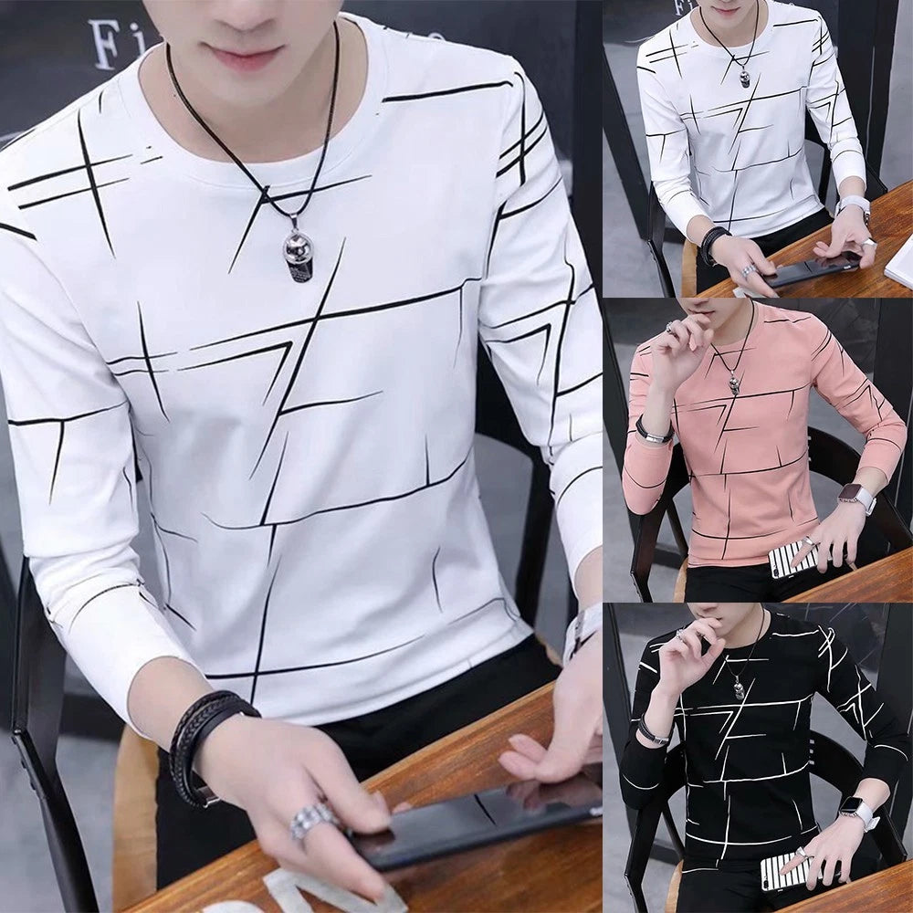 Graphic Print Tshirt Blouse Pullover Slim Fit Muscle Top for Fashionable Men