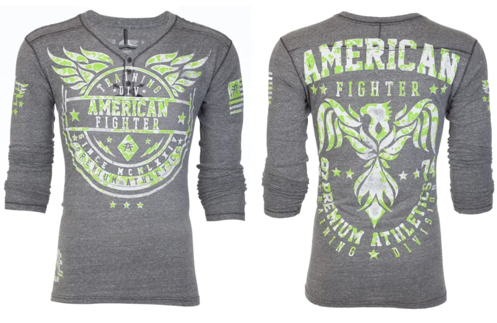 American Fighter Mens Long Sleeve Shirt DEFIANCE Premium Athletic Grey