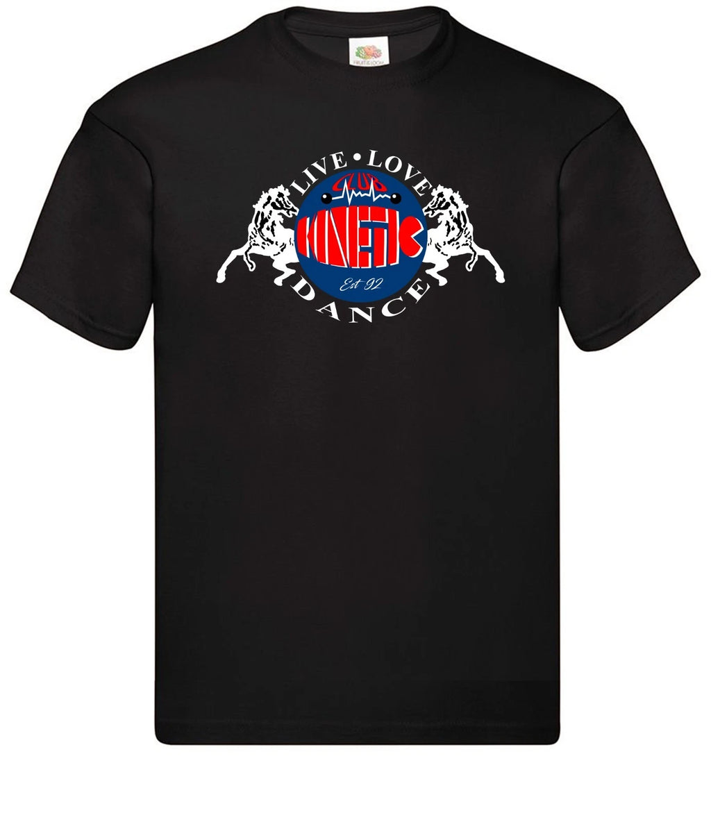 Club Kinetic with Horses Logo Black T Shirt