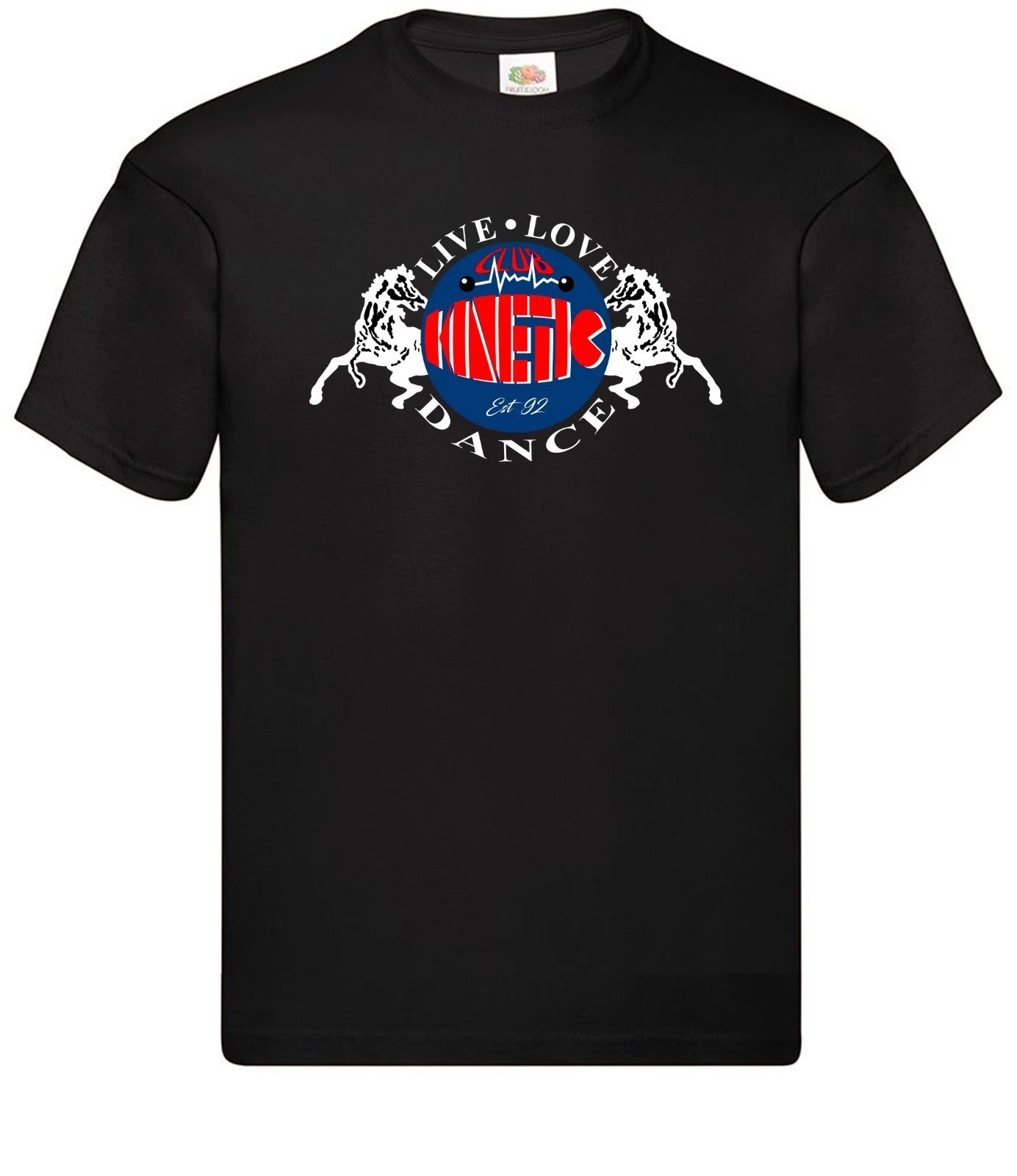 Club Kinetic with Horses Logo Black T Shirt
