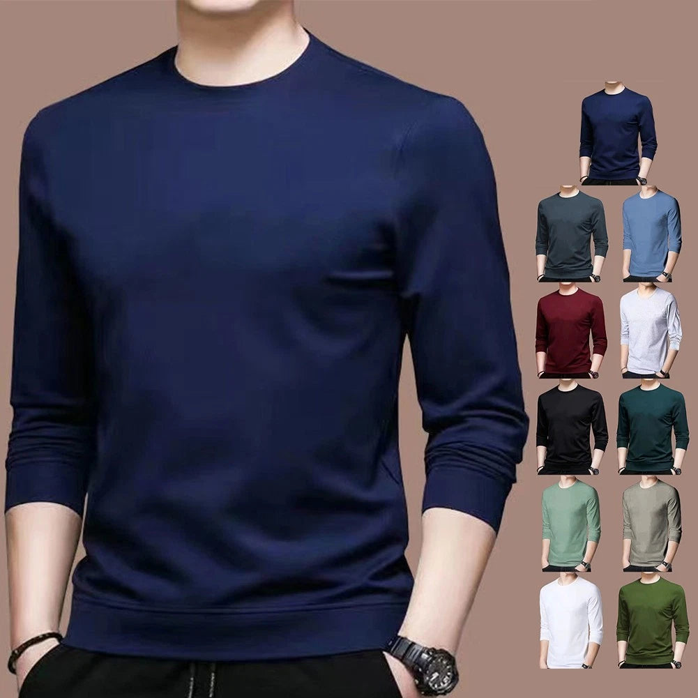 Comfy Fashion Mens T-shirt Male Daily Slim Fit Solid Color Workout Tee