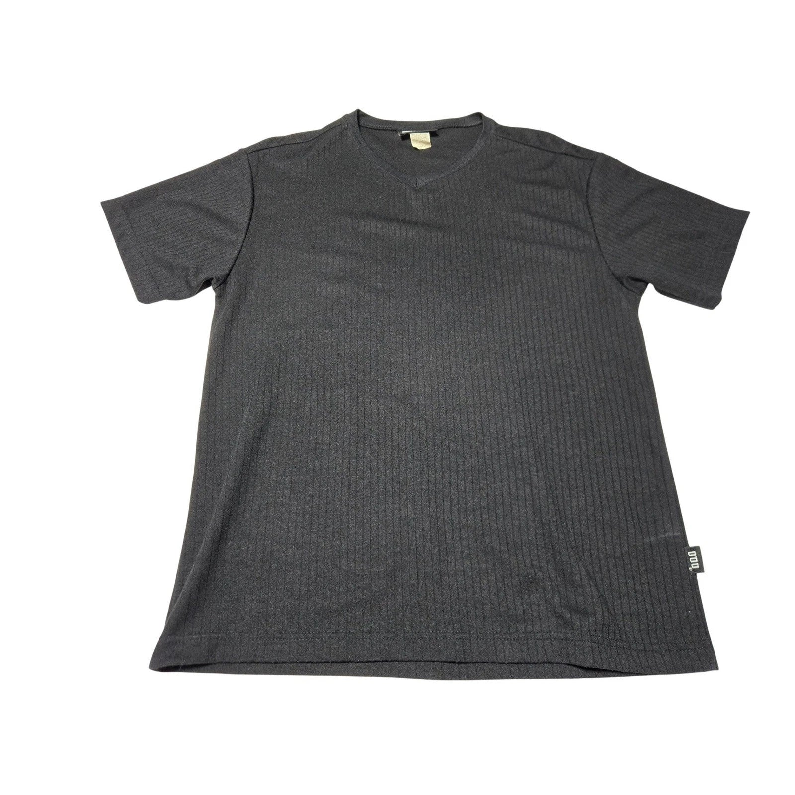ODO Ribbed V Neck T Shirt Men's Medium Black Made in USA