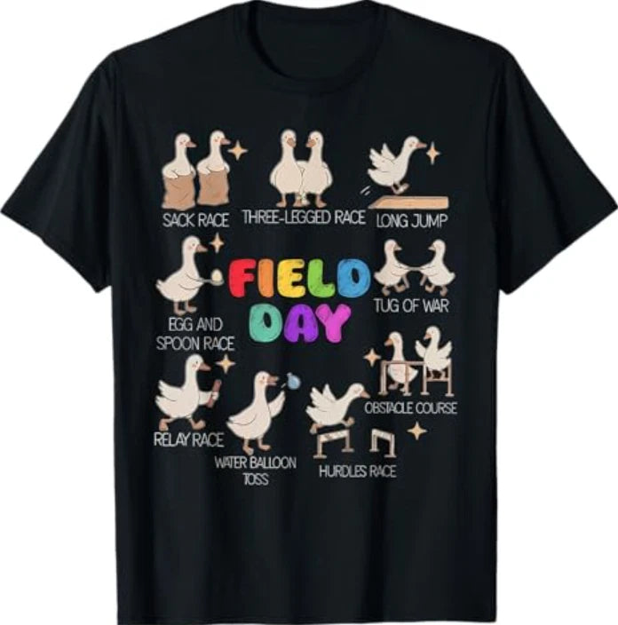 Silly Goose Field Day Vibes School Teacher Matching Game Day T-Shirt