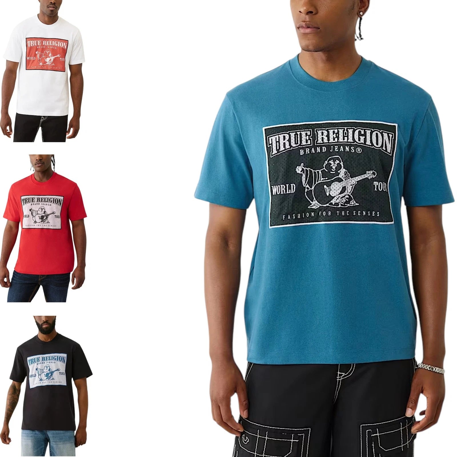 True Religion109305 Mens T Shirts Mesh SRS Logo Short Sleeve Pullover Casual Top