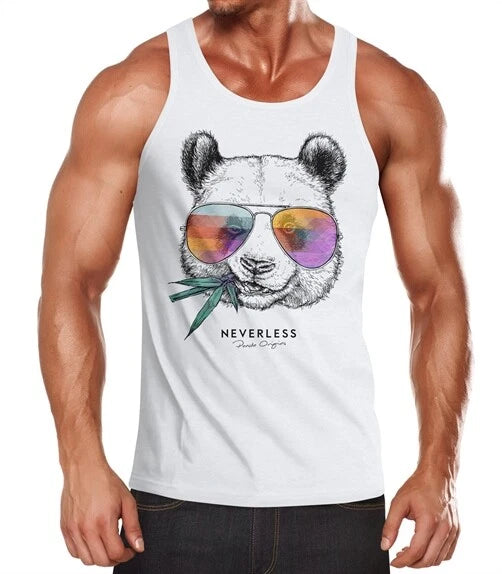 Men's Tank Top Panda Bear Print Animal Print with Sunglasses Fashion