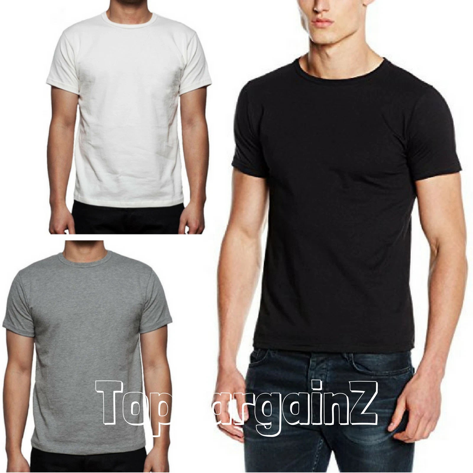 Mens Tshirt Crew Neck T-Shirt T Shirt Top Plain Cotton Short Sleeve Summer Pack