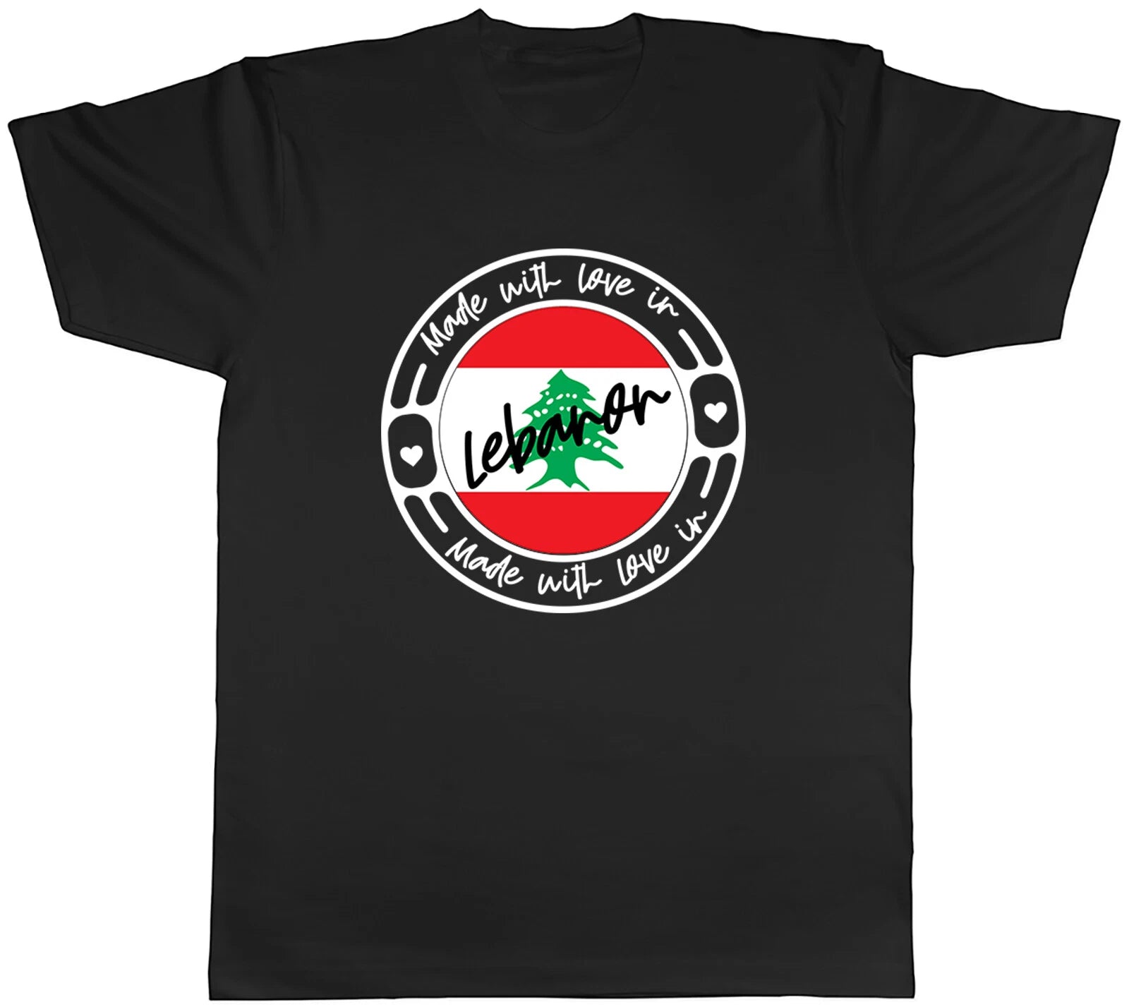 Made With Love In Lebanon Country Mens Unisex T-Shirt Tee Gift