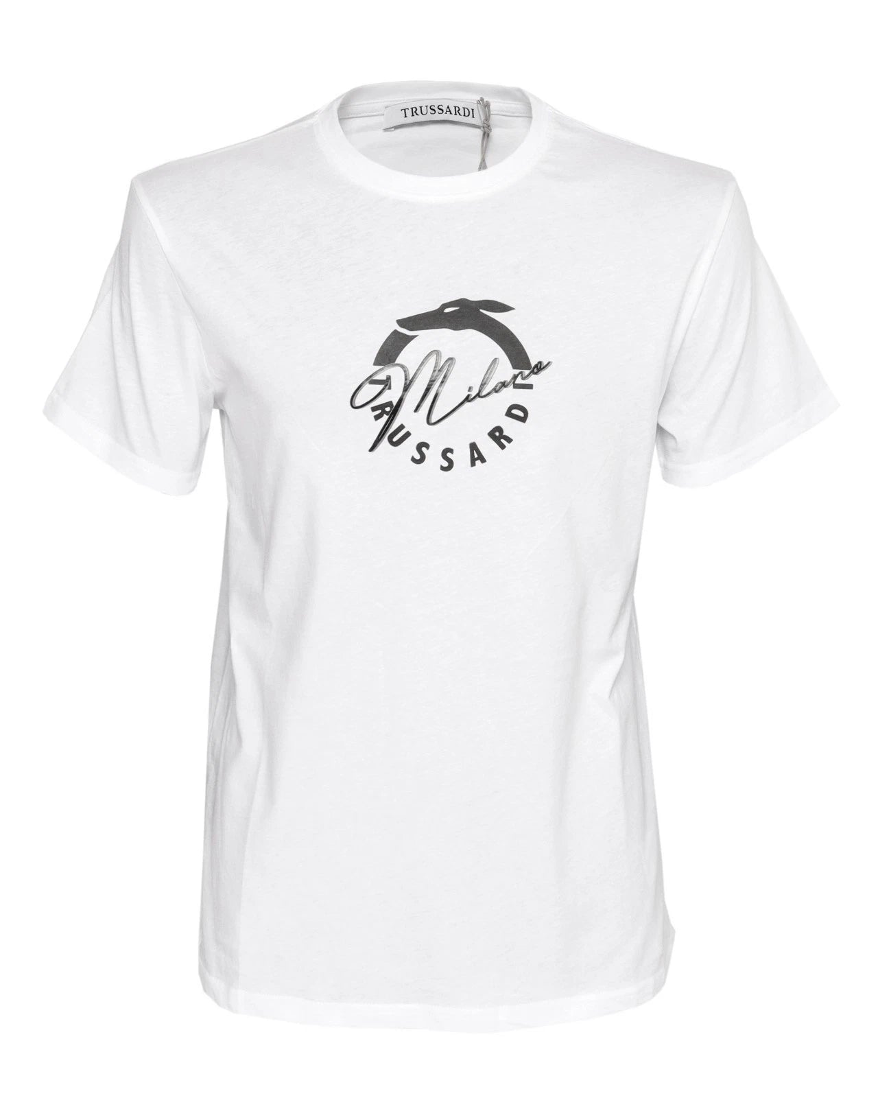 NWT TRUSSARDI Milano T-SHIRT crewneck cotton white luxury Italy M