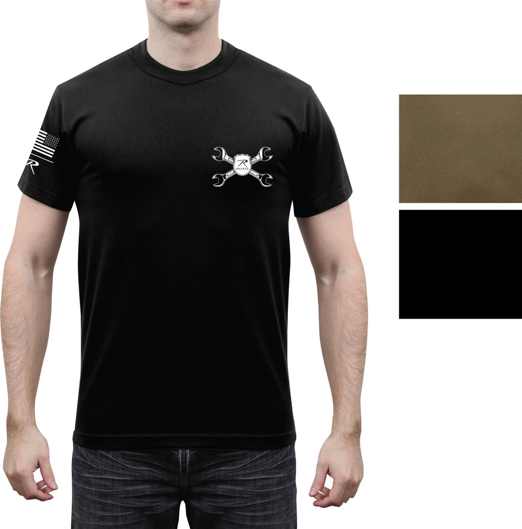 American Strength Land of The Free T-Shirt US Flag Wrench & Shield Mens T-Shirt