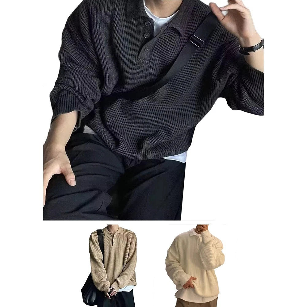 Casual For Mens Knitwear Oversize Retro Style Loose Collar Loose Fit Top