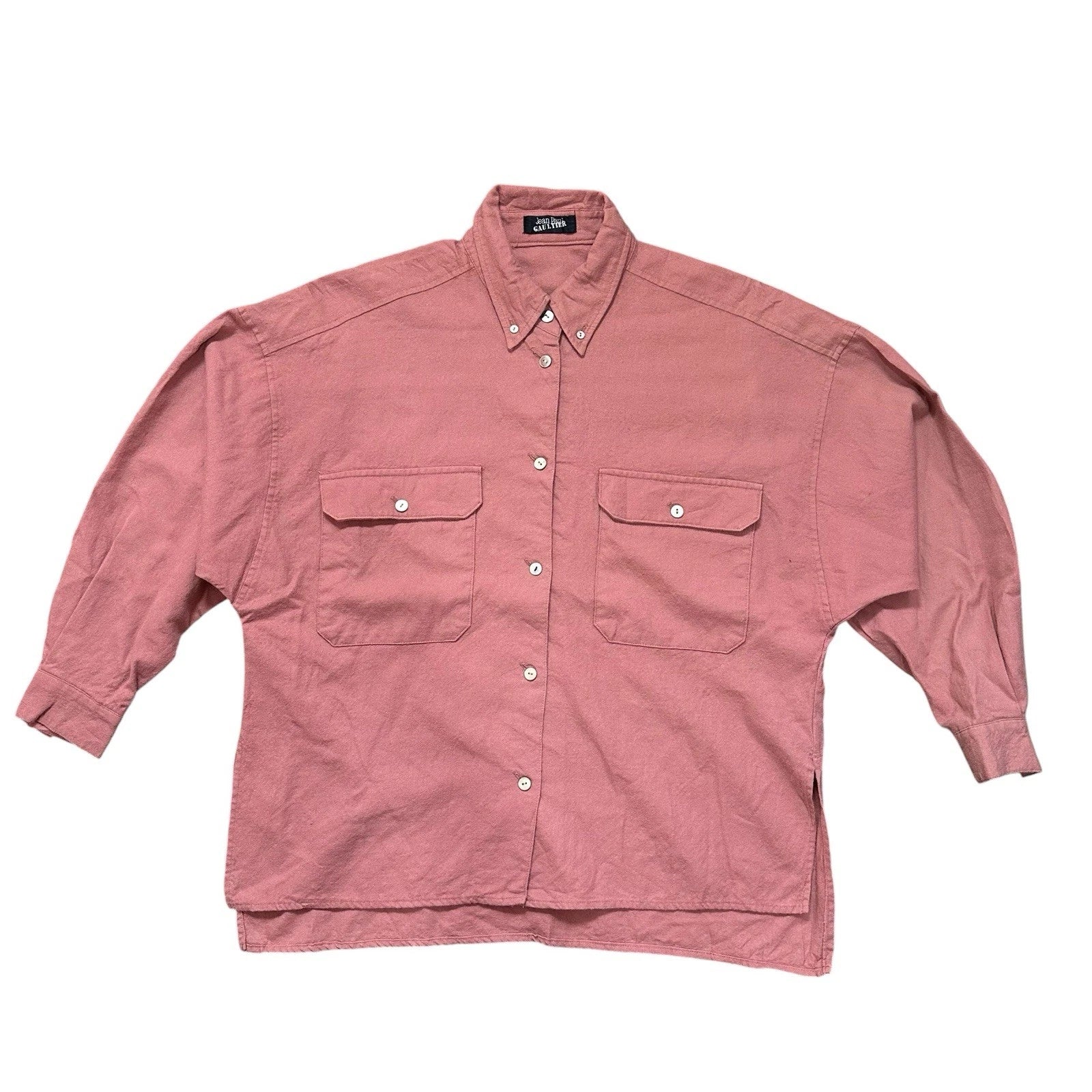 Jean Paul Gaultier Pink Button Up Shirt Oversized Boxy Fit Pocket Design