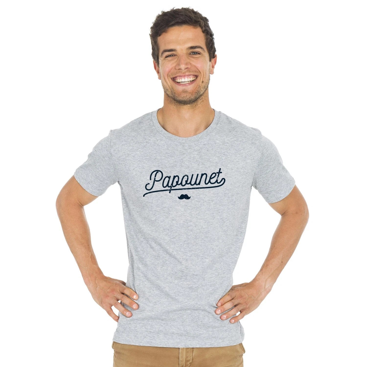 Men's Short Sleeve T-Shirt Color Gray, PAPOUNET