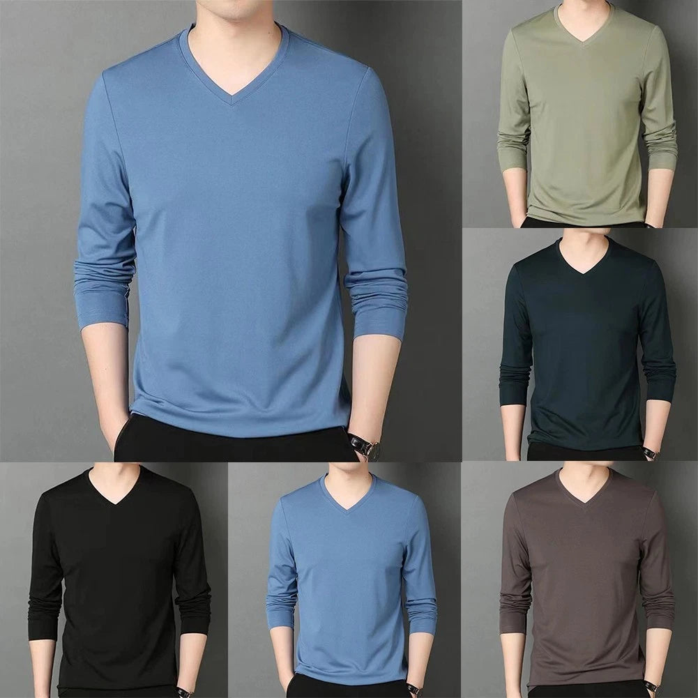 Slim Fit Men's Long Sleeve Tee with V Neck Style Great for Any Occasion