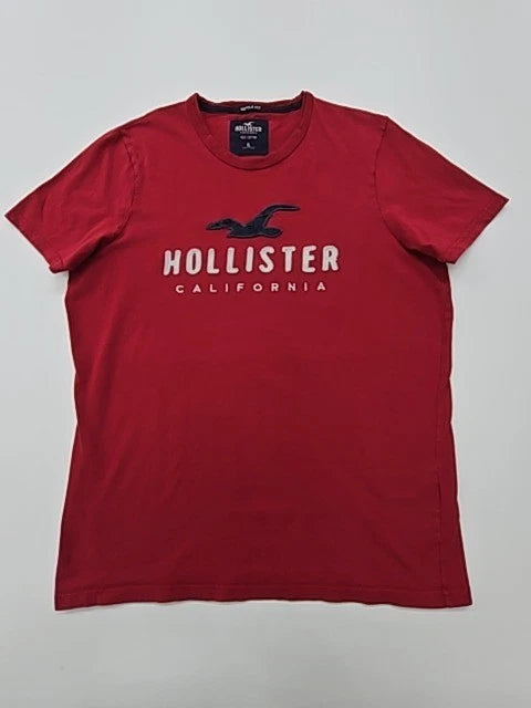 Hollister Men's Red Muscle Fit T-Shirt XL Crew Neck Solid Jersey