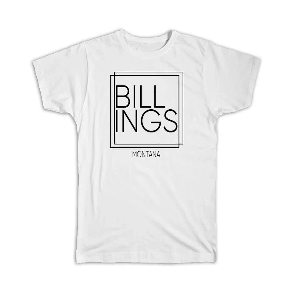 Gift T-Shirt : BILLINGS Montana Square Modern Minimalist Font