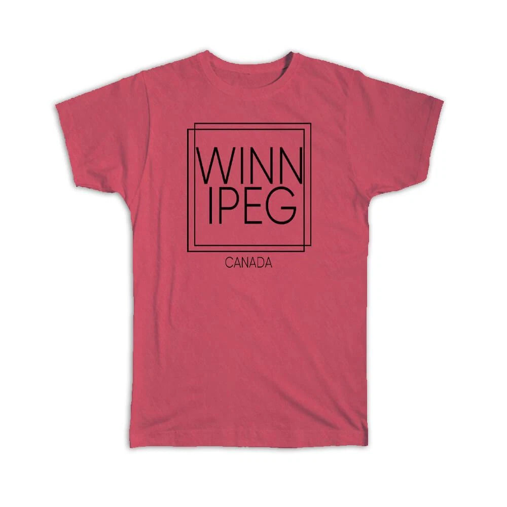Gift T-Shirt : WINNIPEG Canada Square Modern Minimalist Font
