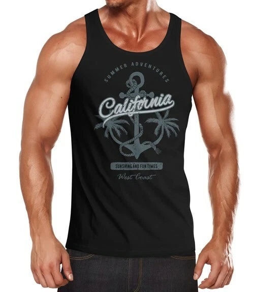 Men's Tank Top Anchor Palm Trees Anchor Palms Muscle Shirt Muscle Shirt Slim Fit