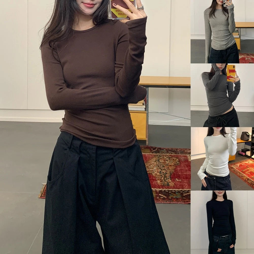 For Casual Wear Slim Fit T-shirt Long Sleeve Top Casual Wear Everyday Layering