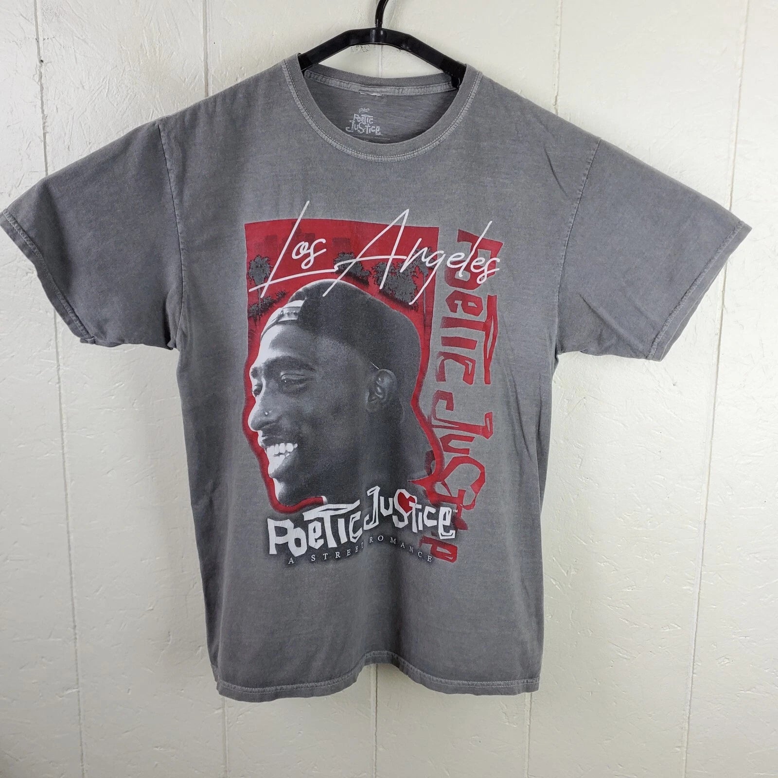 Tupac Shakur Shirt Mens Large Gray Crew Neck Short Sleeve Graphic Stretch Casual
