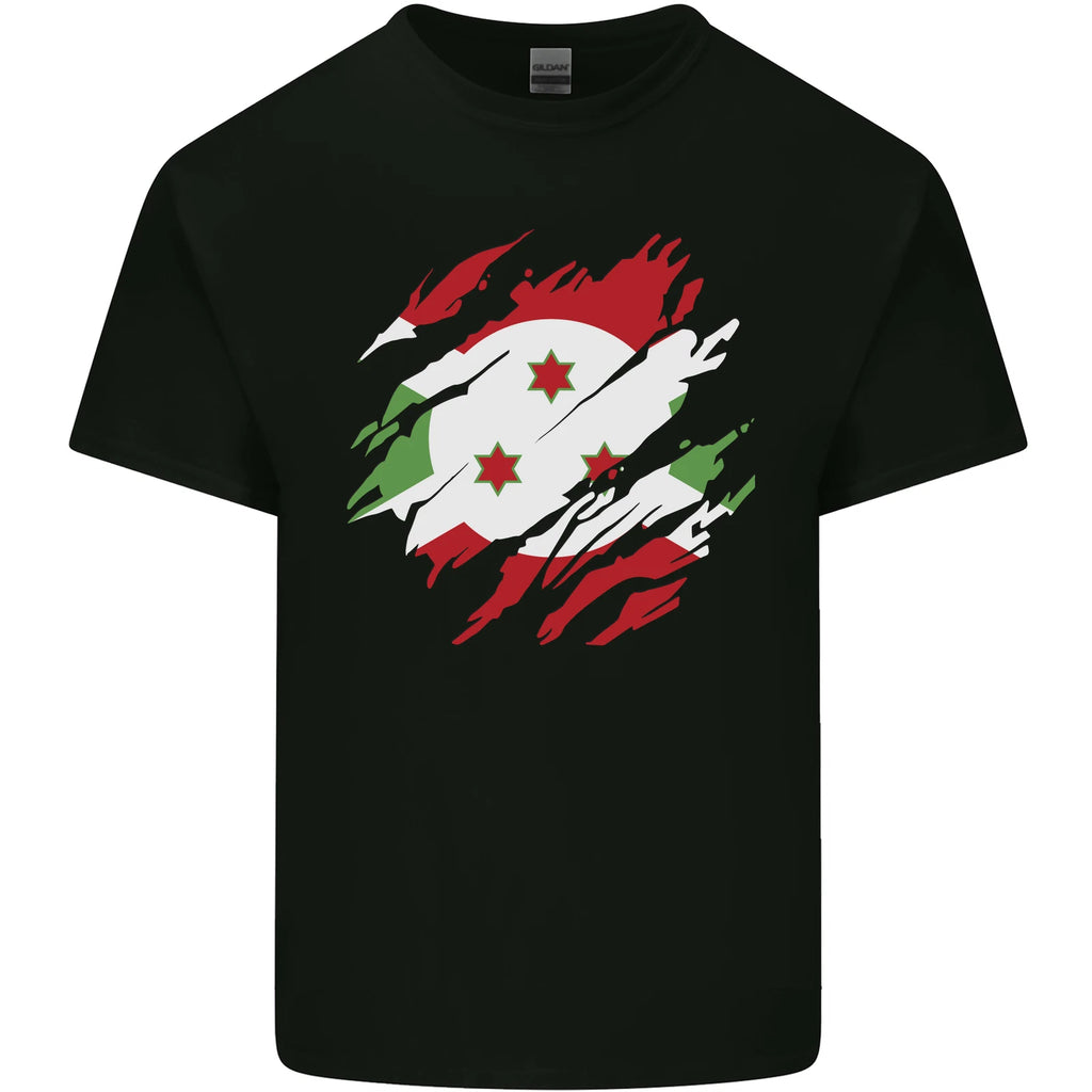 Torn Burundi Flag Burundians Day Football Mens Light Cotton T-Shirt