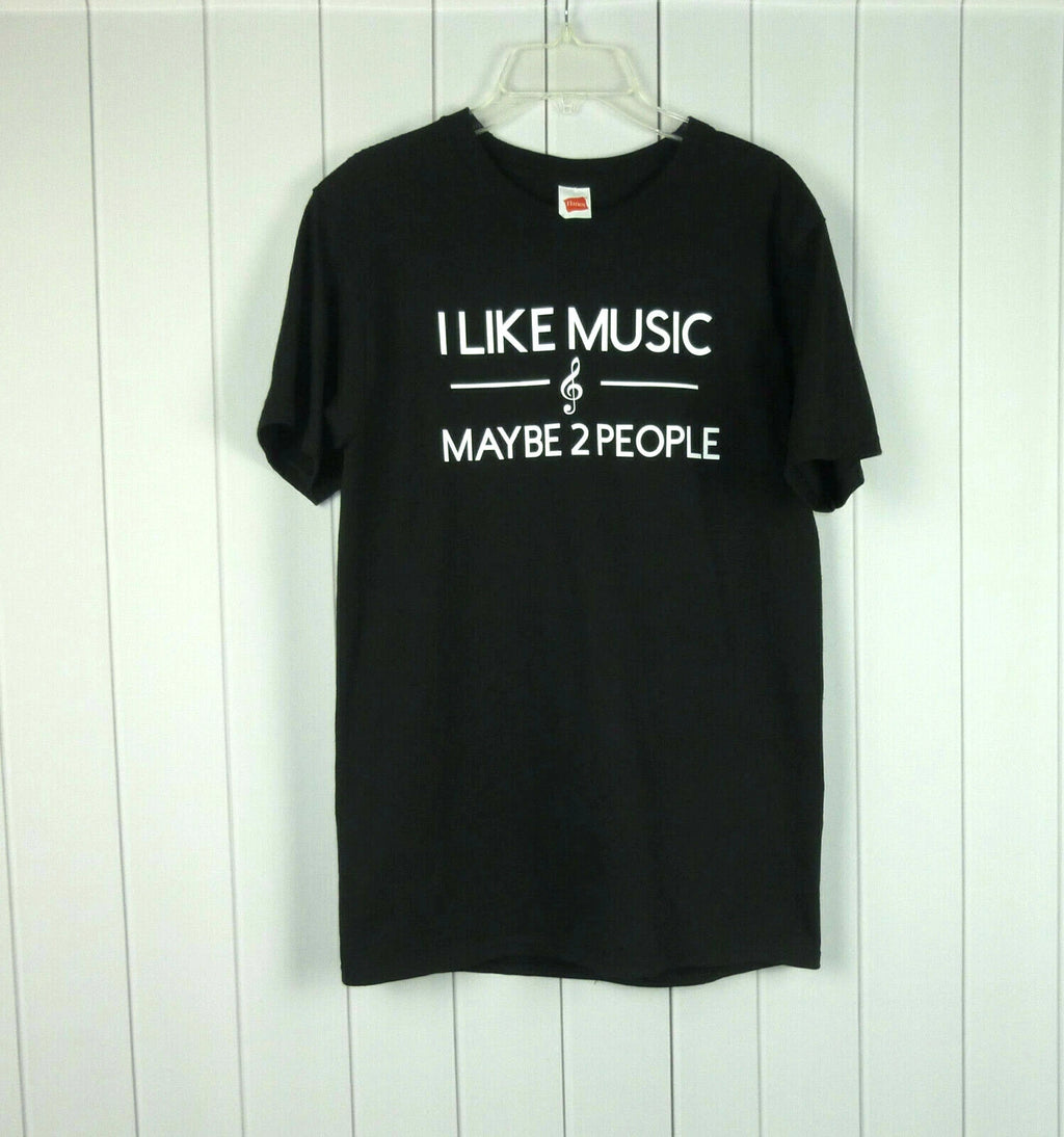 Mens Hanes Premium Black Custom Design I Like Music Tee Shirt Small