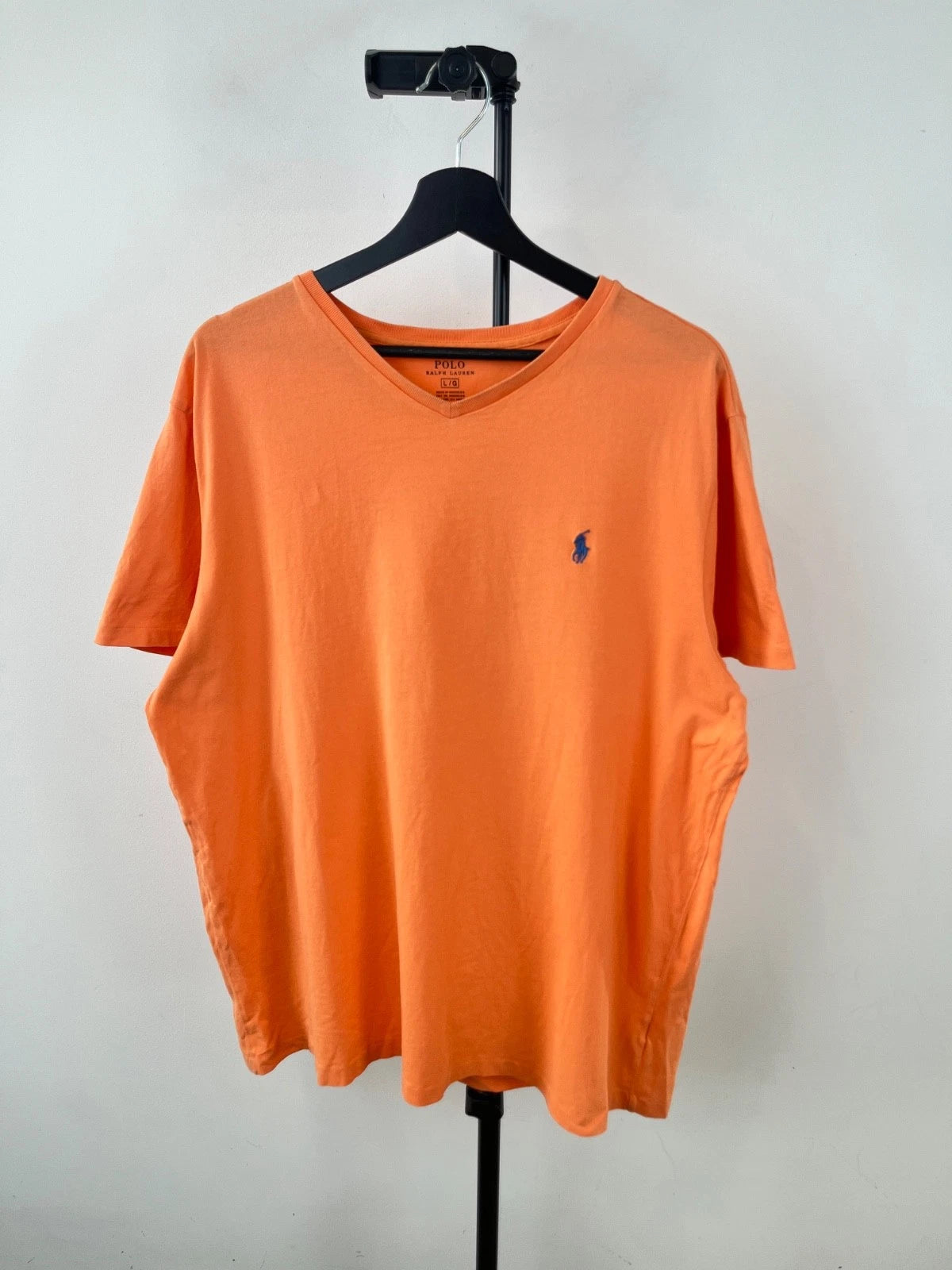 Polo Ralph Lauren Pony Logo V-Neck T-shirt Orange Size L