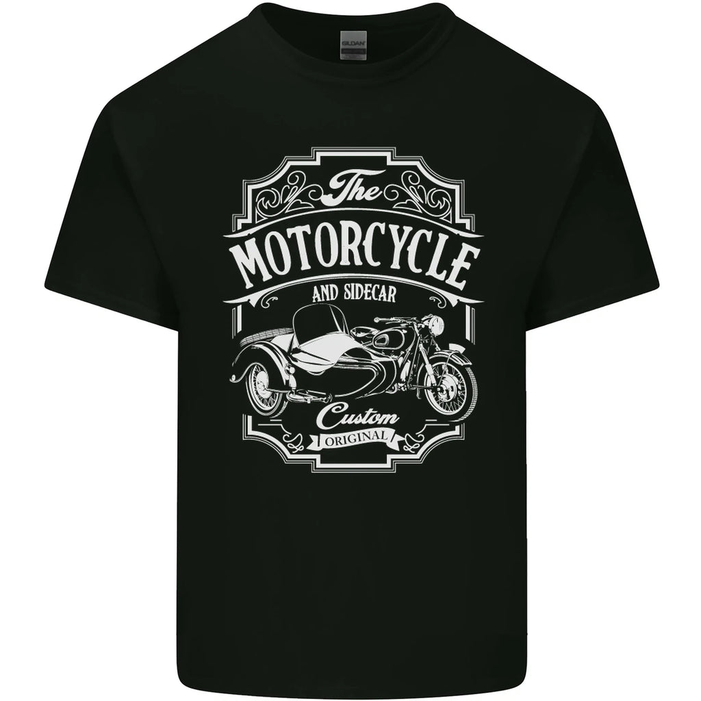 Motorcycle and Sidecar Biker Motorbike Mens Cotton T-Shirt Tee Top