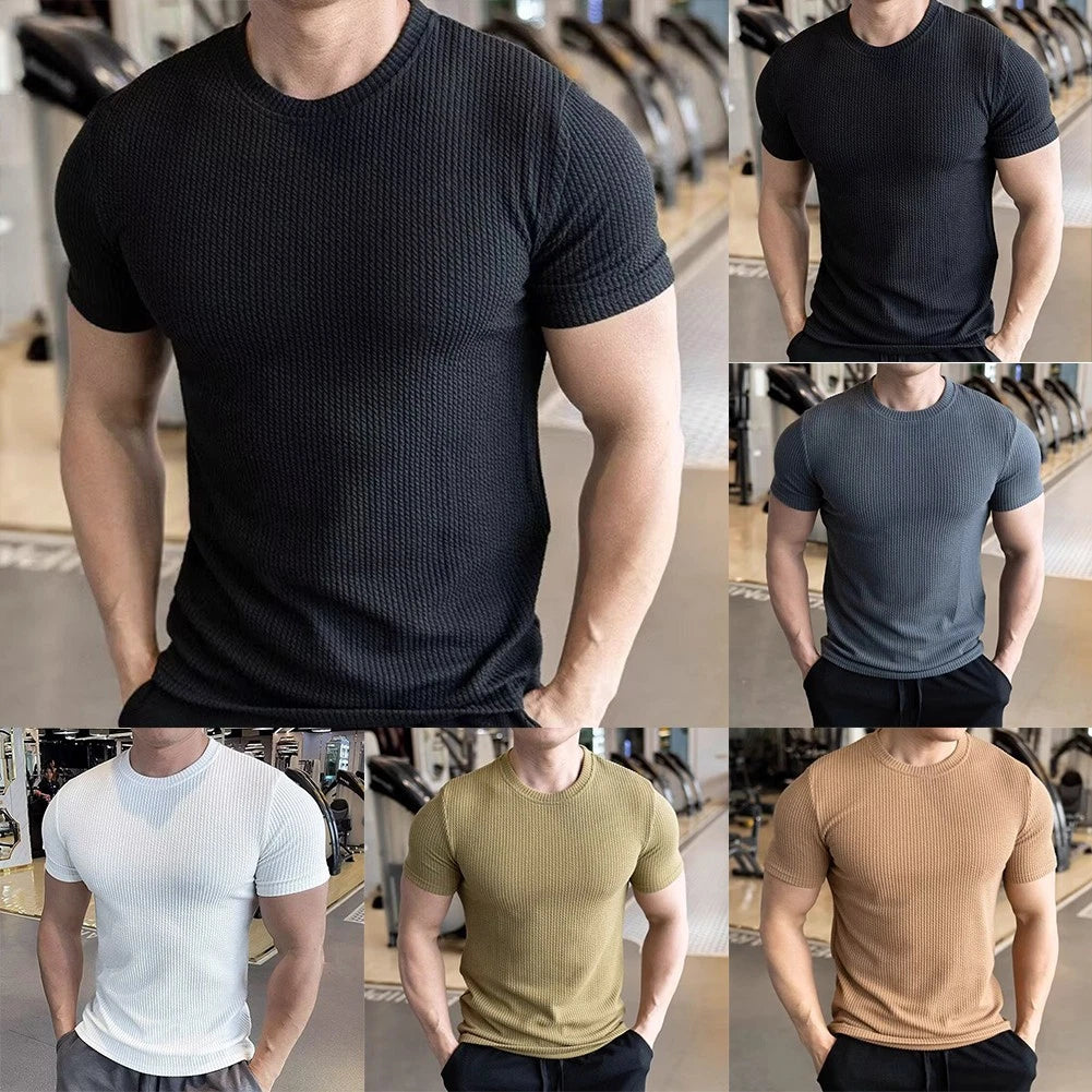 Men's Casual Short Sleeve Knitted TShirt for Summer Gym and Daily Wear