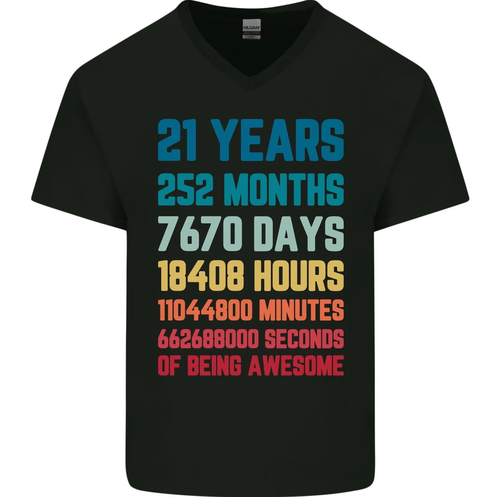 21st Birthday 21 Year Old Mens V-Neck Cotton T-Shirt