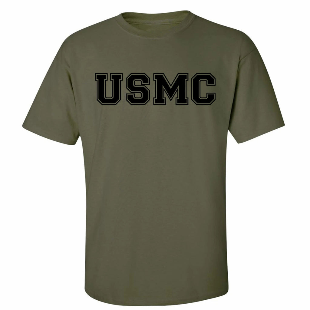 "USMC" Athletic Marines S/S T-Shirt in Military Green - Adult Small to 5X