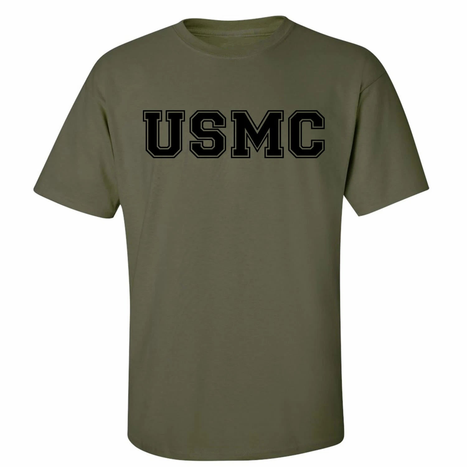 "USMC" Athletic Marines S/S T-Shirt in Military Green - Adult Small to 5X