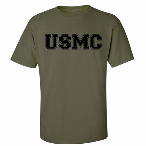 "USMC" Athletic Marines S/S T-Shirt in Military Green - Adult Small to 5X