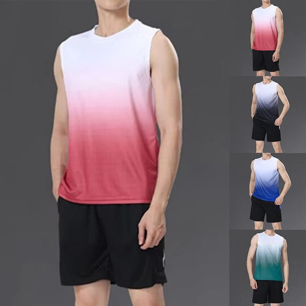Men's Stylish Gym Tank Top Gradient Design Ideal for Summer Exercise Routines