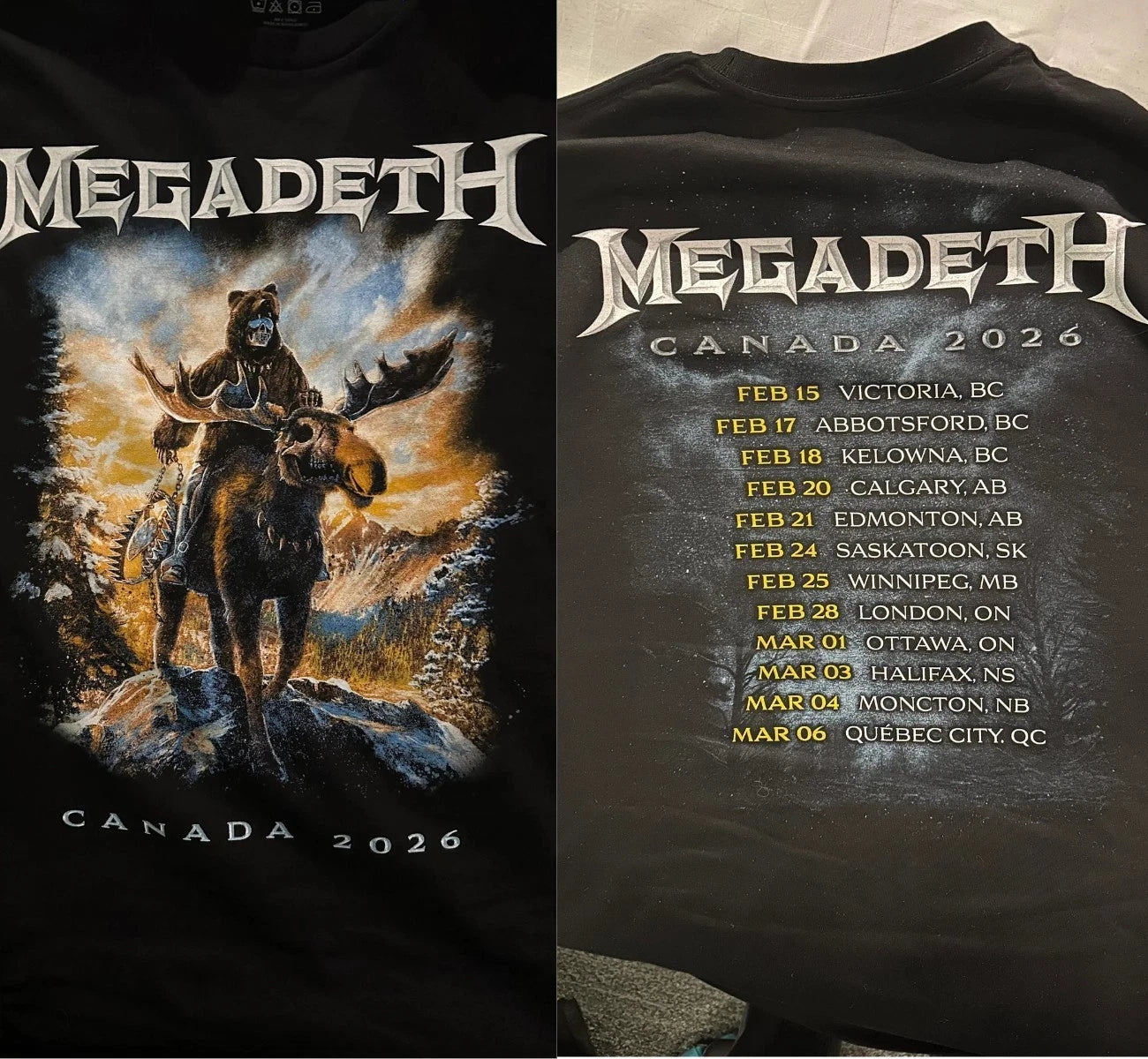 Megadeth Let There Be Shred Canadian 2026 Tour DATES T-shirt S-5XL