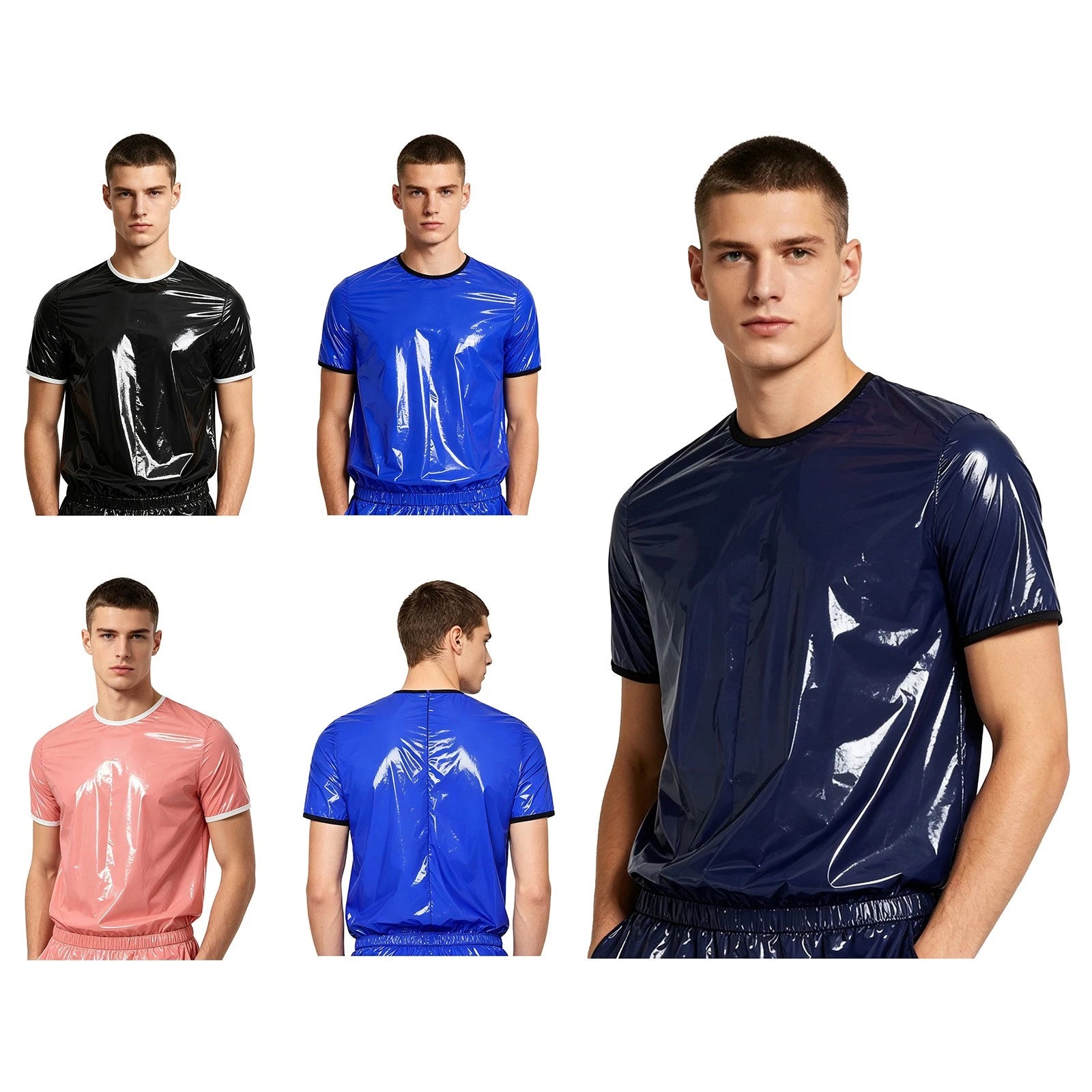 Men T-shirt Casual Top Sports Tops Round Neck Trim Daily Wear Water Resistant