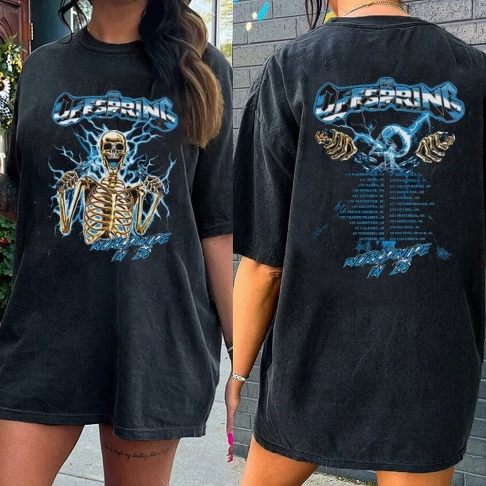 The Offspring Supercharged Worldwide Tour Swinging Skeleton 2026 T-Shirt