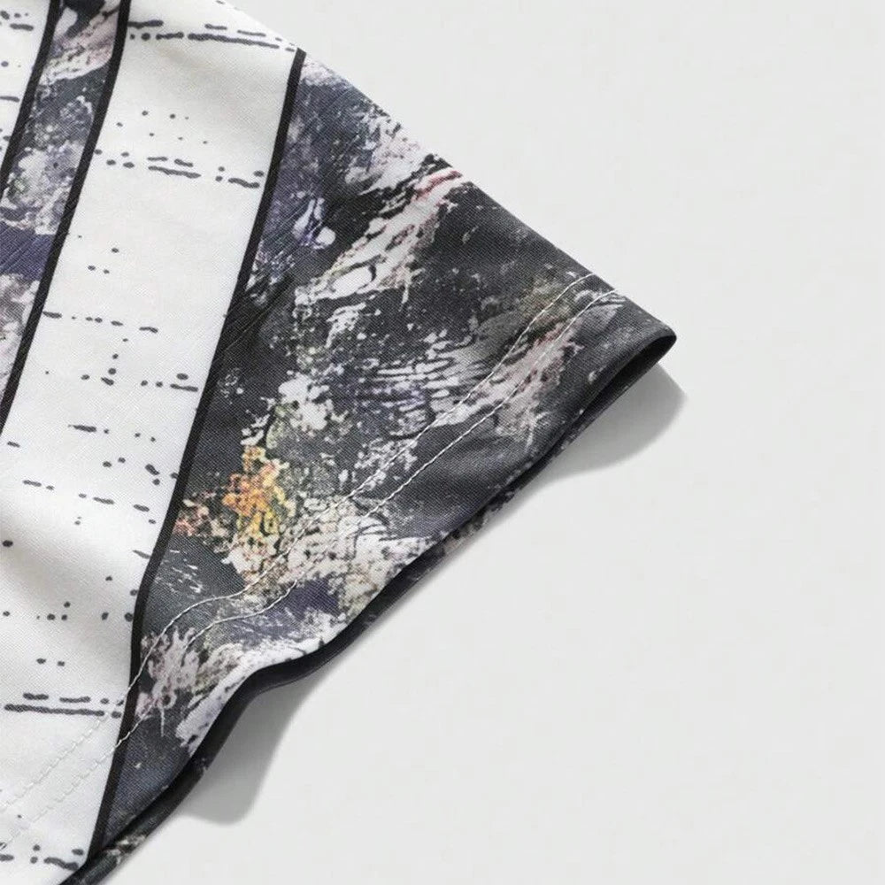 Vintage Style Men's Printed T-shirt with Moderate Elasticity for Daily Wear