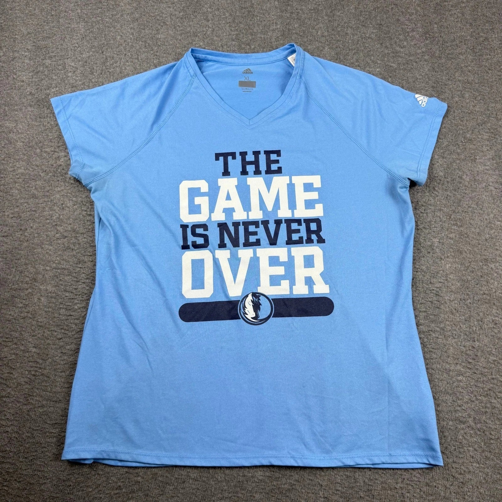 Adidas Dallas Mavericks Climalite TShirt Mens XL Blue The Game Is Never Over NBA
