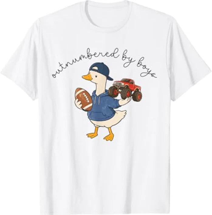 Funny Outnumbered By Boys Cute Mom Silly Goose Mothers Day T-Shirt