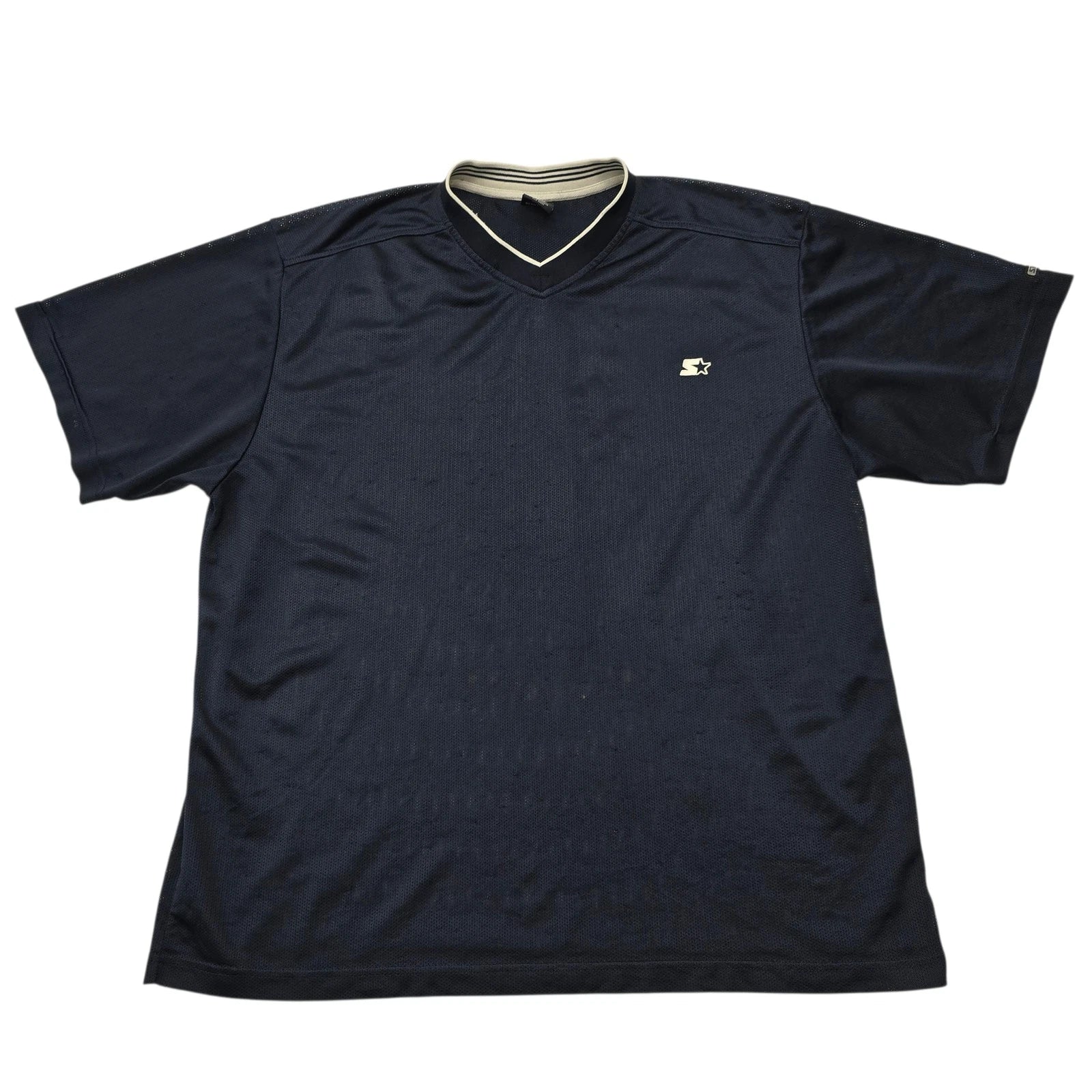 Starr Men Navy Blue V-Neck Mesh T-Shirt Size XL Regular Condition