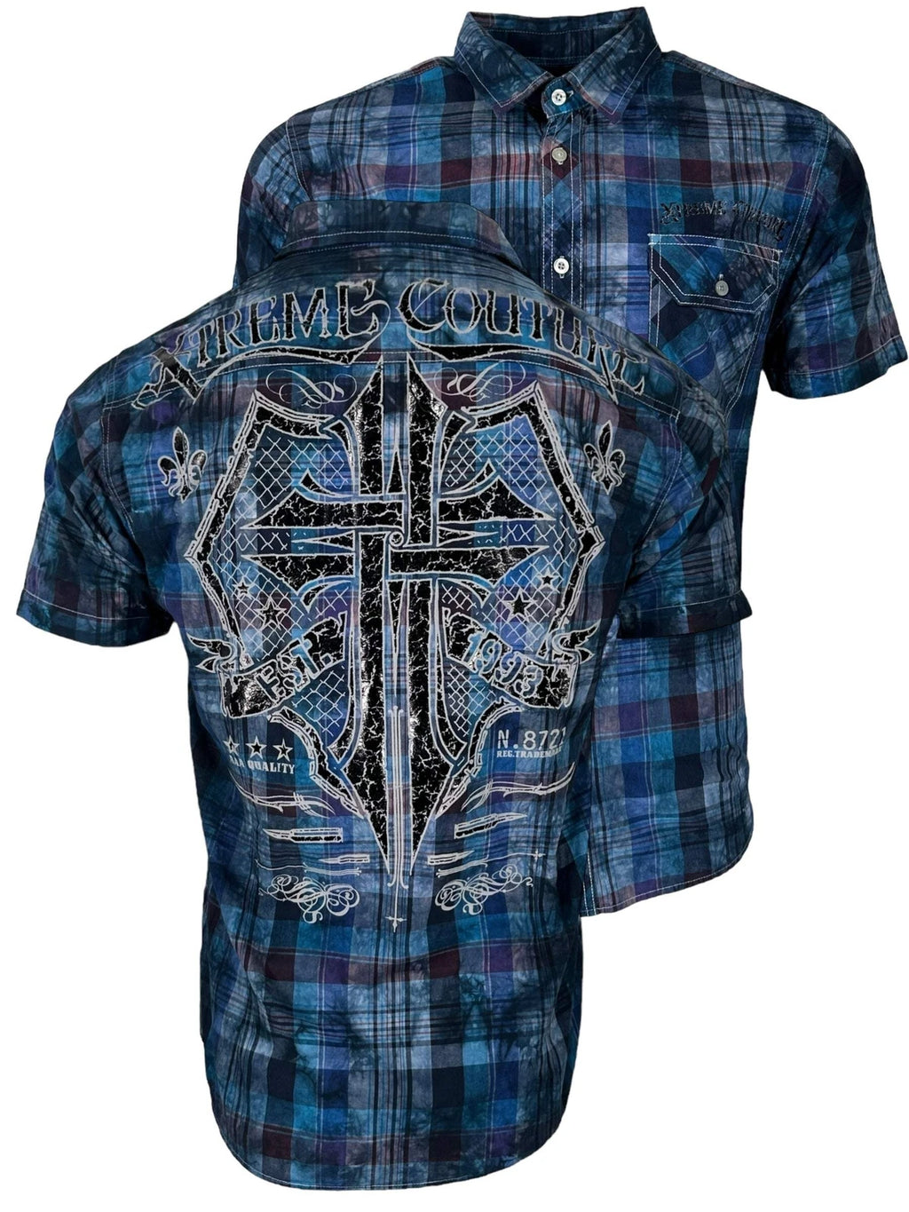 Xtreme Couture by Affliction Men's Button Down Shirt Rattle Biker Y2K S-2XL