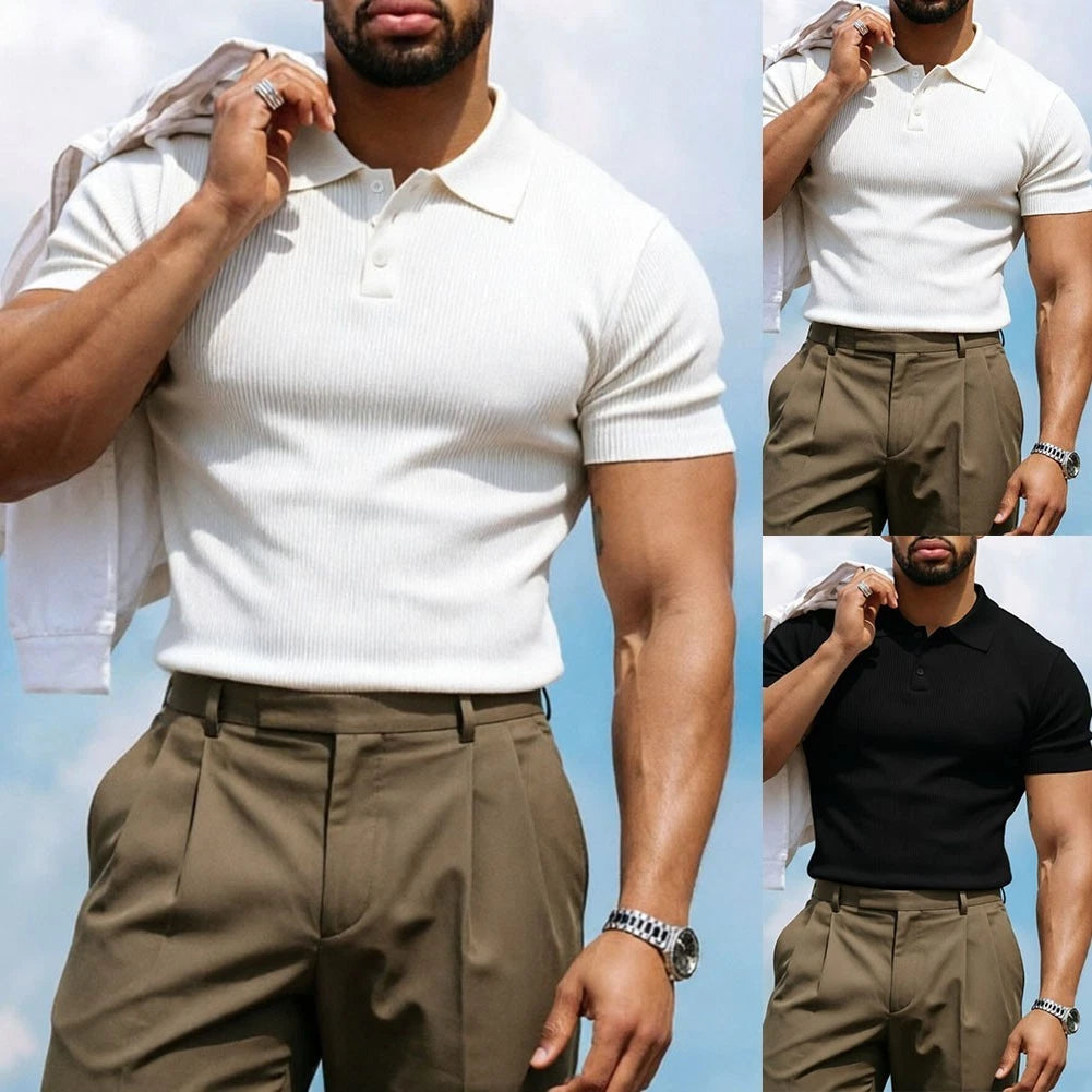 For Summer Daily Wear Men Business Shirt Regular Length Slight Stretch Fabric