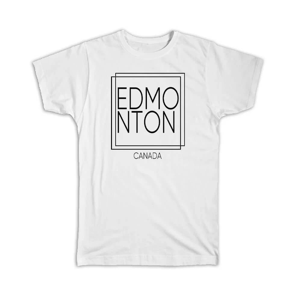 Gift T-Shirt : EDMONTON Canada Square Modern Minimalist Font
