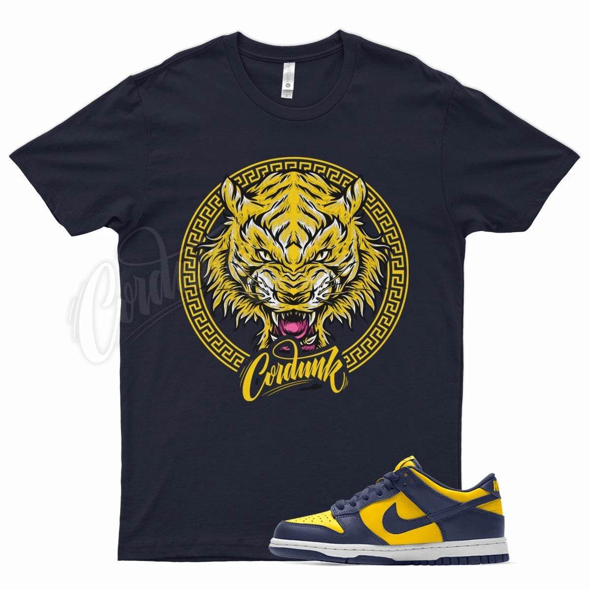Navy TIGER Shirt for N Dunk Low Michigan Varsity Maize Midnight Navy Yellow