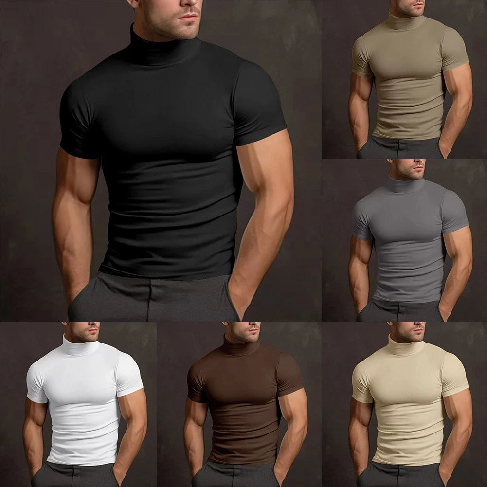 Men's Stylish Short Sleeve Turtleneck Tee Great for Workouts and Relaxation